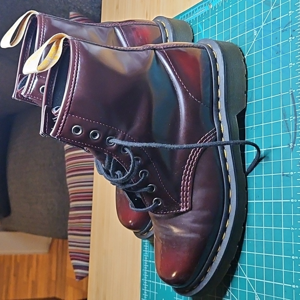 Dr. Martens Burgundy Leather Combat Boots